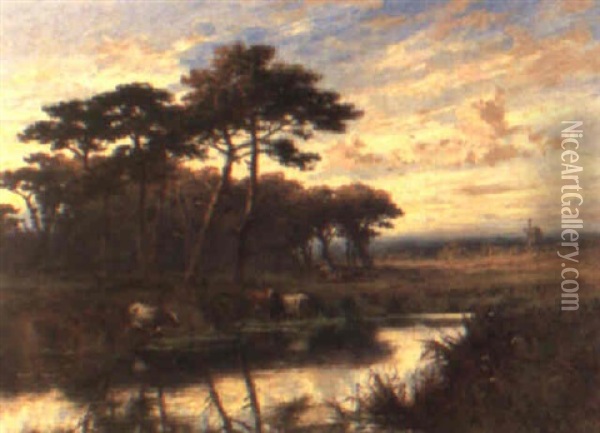 Evening On The Avon Oil Painting - Henry H. Parker