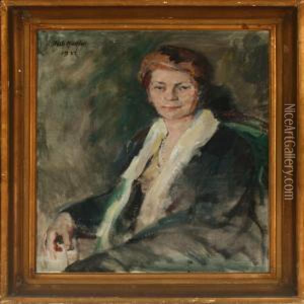Portrait Of Else Linnet Oil Painting - Niels Hansen