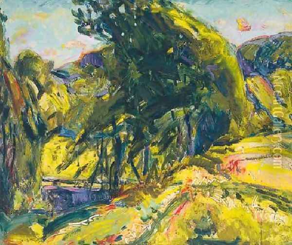Landscape With Green Tree Oil Painting - Alfred Henry Maurer