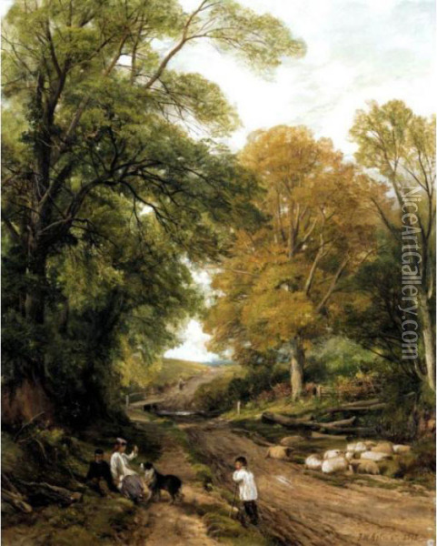 A Surrey Lane Oil Painting - Frederick William Hulme