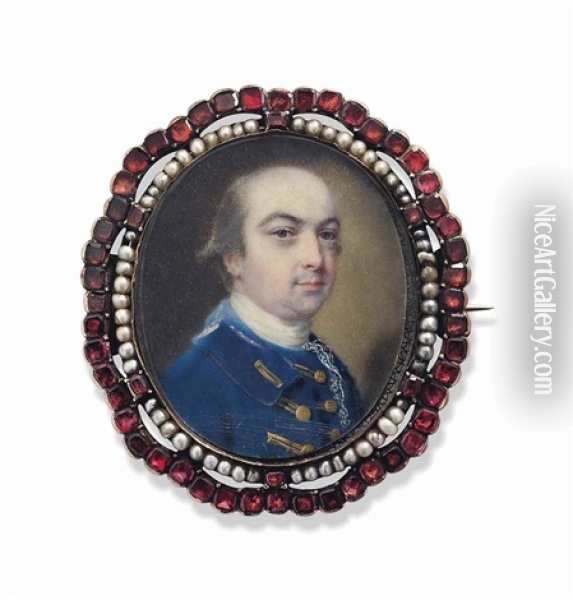 Lord Manners, In Blue Coat With Gold Facings And Buttons Oil Painting - John Smart IV