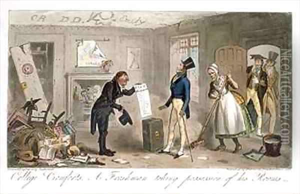 College Comforts A Freshman taking possession of his Rooms Oil Painting - Isaac Robert Cruikshank
