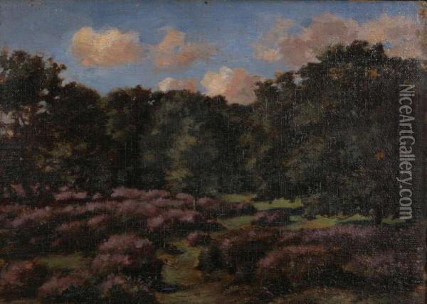 Heidelandschap Met Bomen Oil Painting - Jean-Pierre-Francois Lamoriniere