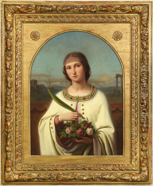 Hl. Dorothea Vonkappadokien Oil Painting - Franz Ittenbach