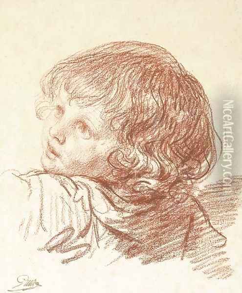 A young boy, bust-length, turned to the left Oil Painting - Jean Baptiste Greuze
