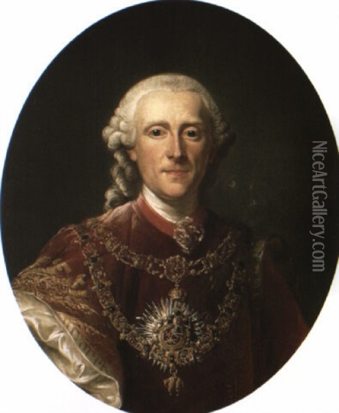 Portrait Of Georg Adam Furst Von Starhemberg Of Austria Oil Painting - Alexander Roslin