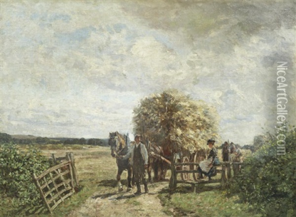 The Hayfield Oil Painting - James Charles