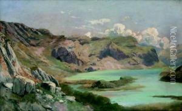 Veduta Del Lago Di Loppio Oil Painting - Albert Hertel