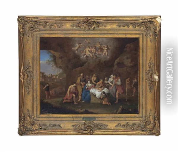 The Adoration Of The Shepherds Oil Painting - Cornelis Van Poelenburgh