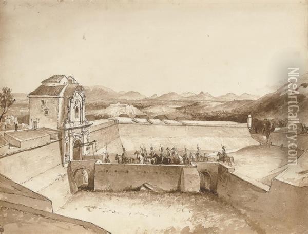 Cavalry In The Vorta De Esquina Oil Painting - G.F. Sargent