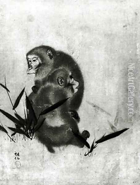 Monkeys Oil Painting - Sosen Mori