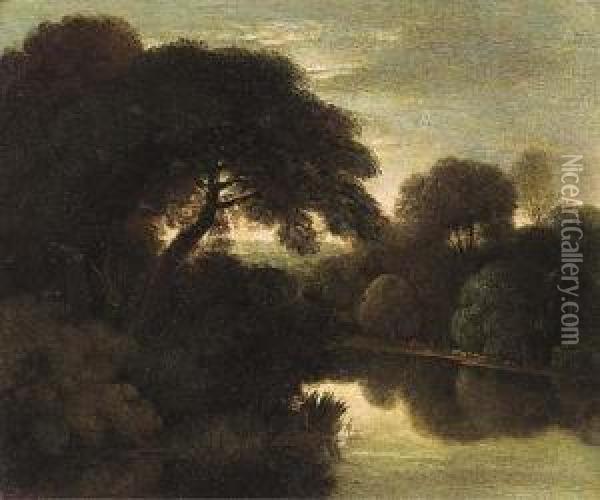 A Wooded River Landscape Oil Painting - Adam Elsheimer