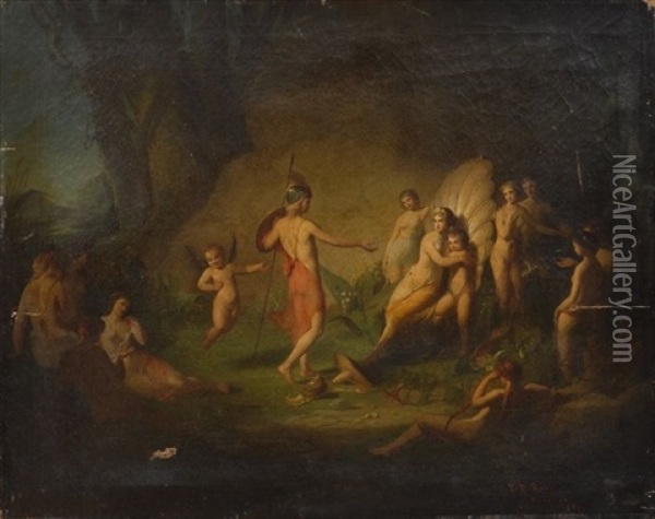 Titania And Puck (midsummer Night's Dream) Oil Painting - Thomas Buchanan Read