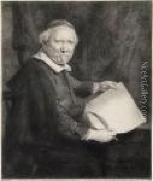 Lieven Willemsz Van Coppenol, Writing Master Oil Painting - Rembrandt Van Rijn
