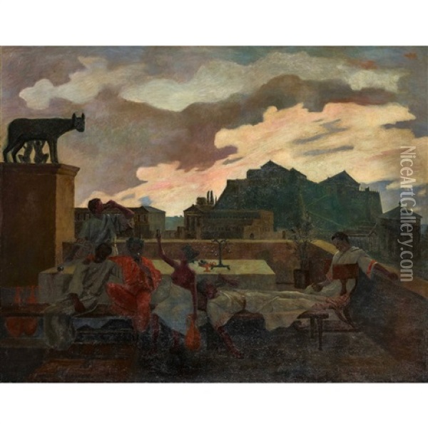 Romisches Gelage Im Alten Rom Oil Painting - Hans Emmenegger