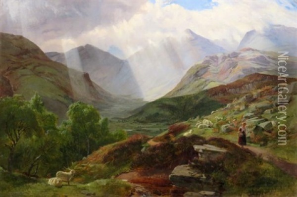 Valley In North Wales, 1854 Oil Painting - Henry Moore
