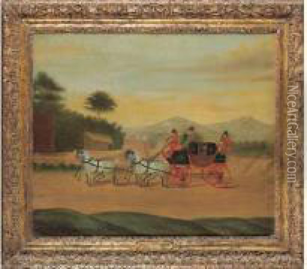 London-york Scarborough Royal Mail Coach (1822) Oil Painting - John Cordrey