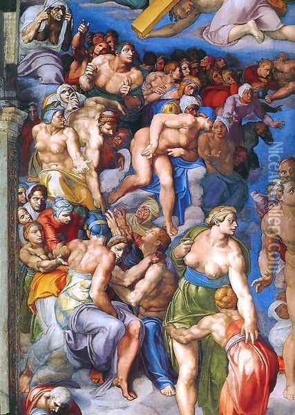 Last Judgment (detail) Oil Painting - Michelangelo Buonarroti