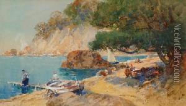 On The French Riviera Oil Painting - George Charles Haite
