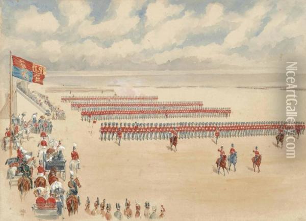 The March Past Of The Northumberland Fusiliers Oil Painting - Reginald Augustus Wymer