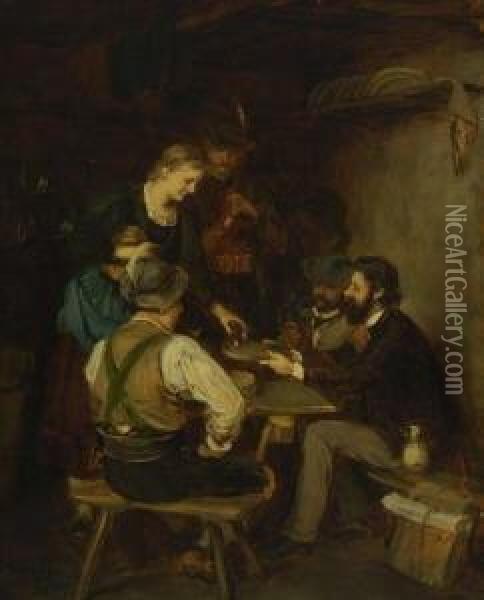 Zwei Maler Zu Besuch Auf Der
 Alm. Oil Painting - Franz Von Defregger