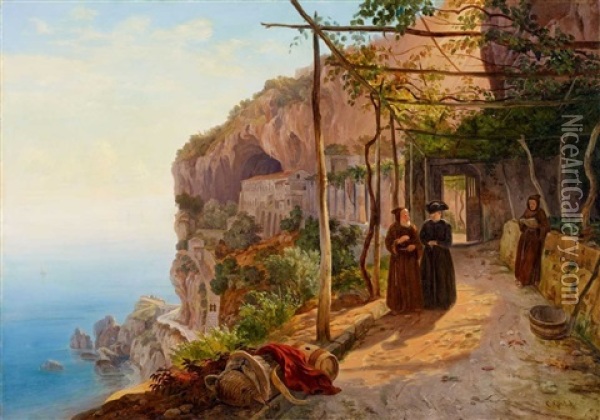 Der Kapuzinerkonvent San Francesco In Amalfi Oil Painting - Carl (Karl) Wilhelm Goetzloff