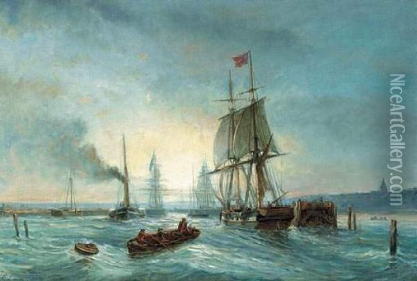 Entree Du Port Oil Painting - Stanislas Lepine