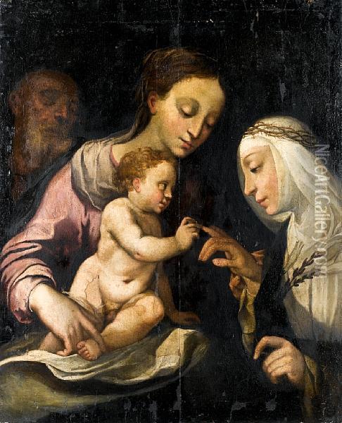 The Mystic Marriage Of Saint Catherine Oil Painting - Alessandro Casolani