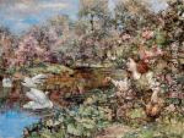 Swan Pond Oil Painting - Edward Atkinson Hornel