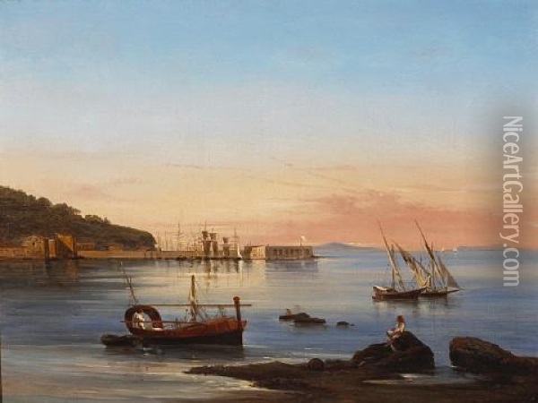 Vista Del Porto Di Castellamare Oil Painting - Giovanni Carlo Bevilacqua