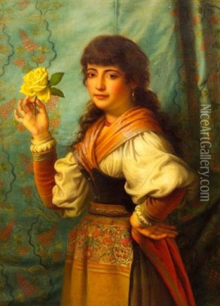 A Young Italian Beauty Oil Painting - George Henry Hall