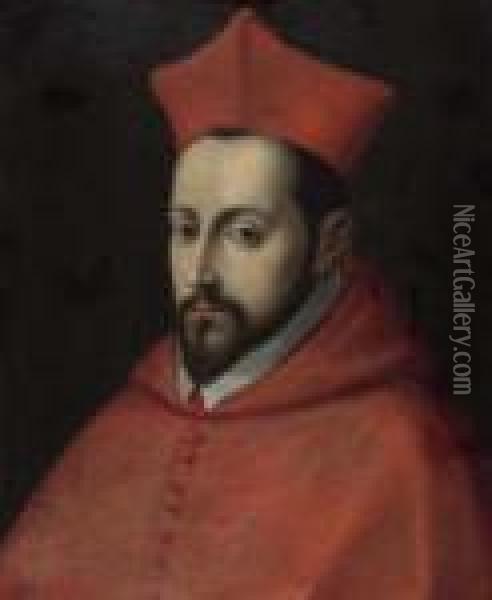 Portrait Des Kardinal Gordani Im Roten Gewand. Oil Painting - Federico Fiori Barocci