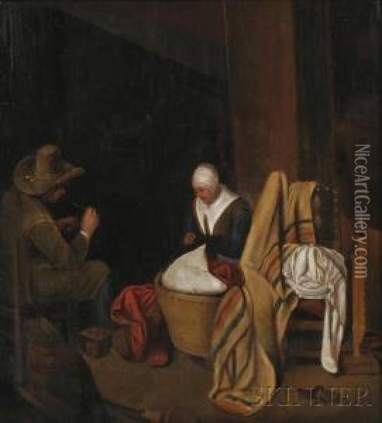 Portrait Of A Seated Woman Oil Painting - Quiringh Gerritsz. van Brekelenkam
