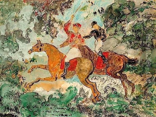 Les Jockeys De L'amour Oil Painting - Max Jacob