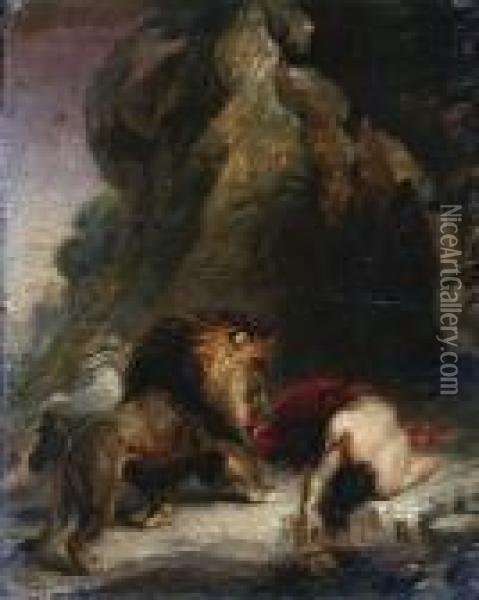 Daniel In The Lions Den Oil Painting - William Etty