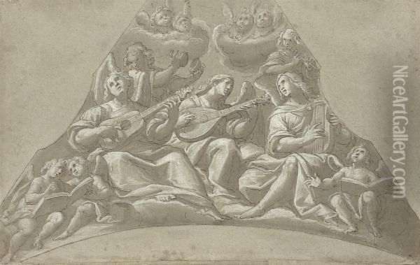 A Concert Of Angels Oil Painting - Giovanni Battista della Rovere