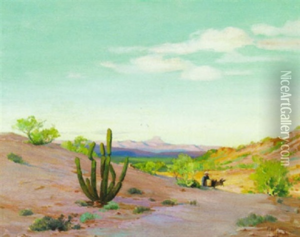Evening Glow, Arizona Oil Painting - Anna Althea Hills