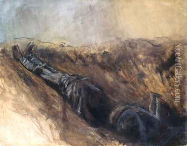 Trench with two Dead Soldiers Oil Painting - Laszlo Mednyanszky