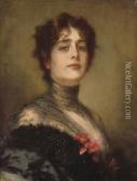 A Portrait Of A Spanish Lady Oil Painting - Conrad Kiesel