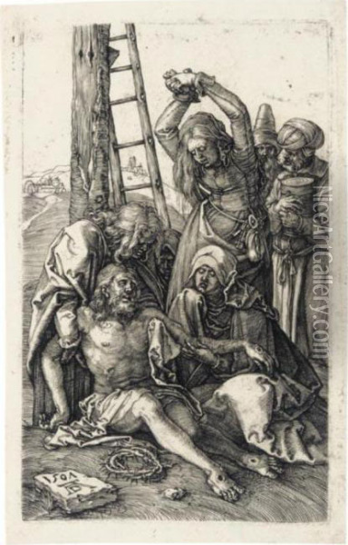 The Lamentation (b., M., Holl.14); And The Entombment (b., M., Holl.15) Oil Painting - Albrecht Durer