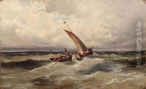 Marina Con Barche Oil Painting - Eugenio Amus