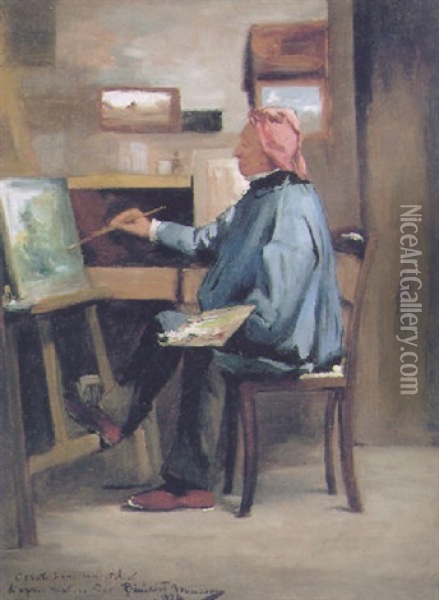 Corot Dans Son Atelier Oil Painting - Benedict Masson