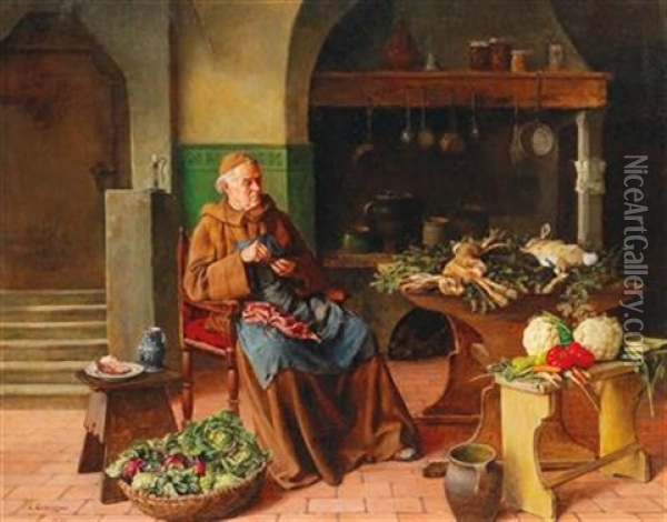 In The Monastery Kitchen Oil Painting - Erwin Eichinger