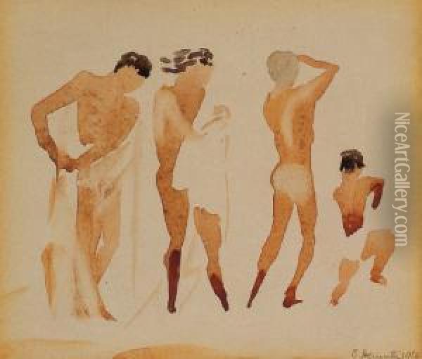 Semi-nude Figures Oil Painting - Charles Demuth