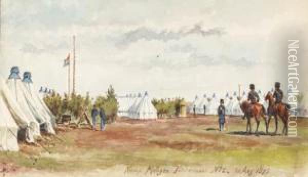 Cavalrymen Riding Into The Camp At Nieuw Milligen Oil Painting - Willem Constantijn Staring