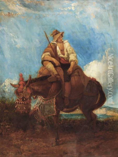 A Traveller And His Mule Oil Painting - William James Muller
