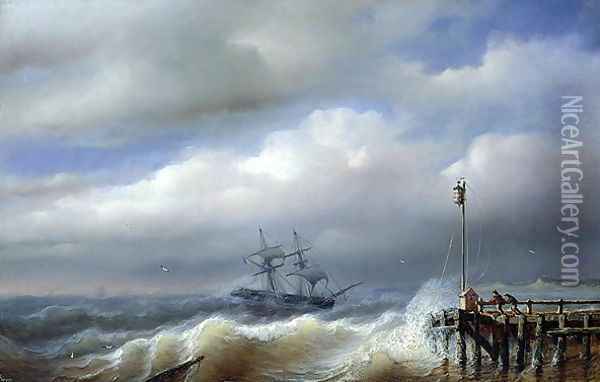 Rough Sea in Stormy Weather, 1846 Oil Painting - Paul-Jean Clays