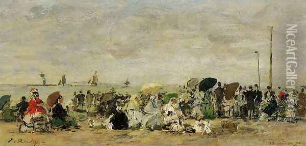 Beach Scene, Deauville Oil Painting - Eugene Boudin