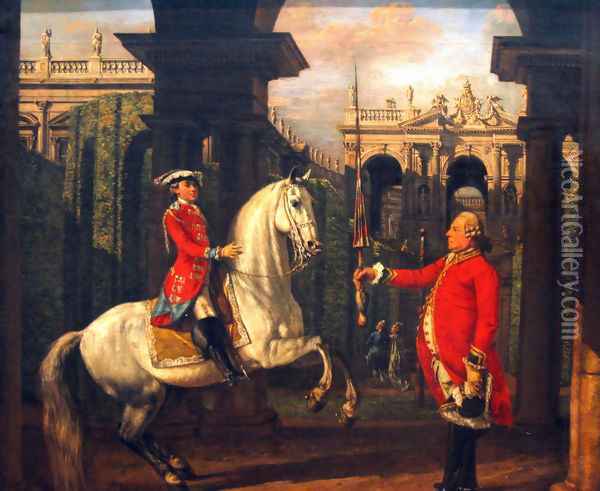 Vienna Spanish Riding School 1773 Oil Painting - Bernardo Bellotto
