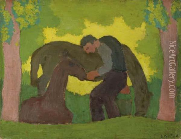 L'homme Et Les Deux Chevaux Oil Painting - Jean-Edouard Vuillard